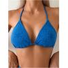 imageSOLY HUX Womens Halter Bikini Set 2 Piece Swimsuits Triangle Top with Shorts Bathing SuitsSolid Blue
