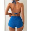 imageSOLY HUX Womens Halter Bikini Set 2 Piece Swimsuits Triangle Top with Shorts Bathing SuitsSolid Blue