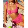 imageSOLY HUX Womens High Waisted Bathing Suit Tie Shoulder Underwire Summer Swimsuit Bikini SetHot Pink