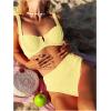 imageSOLY HUX Womens High Waisted Bathing Suit Tie Shoulder Underwire Summer Swimsuit Bikini SetPure Yellow