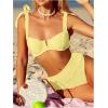 imageSOLY HUX Womens High Waisted Bathing Suit Tie Shoulder Underwire Summer Swimsuit Bikini SetPure Yellow