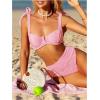 imageSOLY HUX Womens High Waisted Bathing Suit Tie Shoulder Underwire Summer Swimsuit Bikini SetSolid Pink