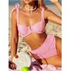 imageSOLY HUX Womens High Waisted Bathing Suit Tie Shoulder Underwire Summer Swimsuit Bikini SetSolid Pink