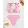 imageSOLY HUX Womens High Waisted Bathing Suit Tie Shoulder Underwire Summer Swimsuit Bikini SetSolid Pink