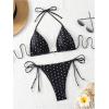 imageSOLY HUX Womens Polka Dots Print Bathing Suit Halter Triangle Tie Side Bikini Sets Two Piece SwimsuitBlack and White Printed