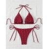 imageSOLY HUX Womens Polka Dots Print Bathing Suit Halter Triangle Tie Side Bikini Sets Two Piece SwimsuitBurgundy Polka Dots