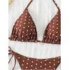 imageSOLY HUX Womens Polka Dots Print Bathing Suit Halter Triangle Tie Side Bikini Sets Two Piece SwimsuitCoffee Brown Polka Dots