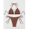 imageSOLY HUX Womens Polka Dots Print Bathing Suit Halter Triangle Tie Side Bikini Sets Two Piece SwimsuitCoffee Brown Polka Dots