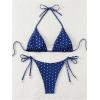 imageSOLY HUX Womens Polka Dots Print Bathing Suit Halter Triangle Tie Side Bikini Sets Two Piece SwimsuitDark Blue Polka Dots