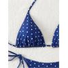 imageSOLY HUX Womens Polka Dots Print Bathing Suit Halter Triangle Tie Side Bikini Sets Two Piece SwimsuitDark Blue Polka Dots