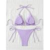 imageSOLY HUX Womens Polka Dots Print Bathing Suit Halter Triangle Tie Side Bikini Sets Two Piece SwimsuitPurple Polka Dots