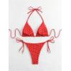 imageSOLY HUX Womens Polka Dots Print Bathing Suit Halter Triangle Tie Side Bikini Sets Two Piece SwimsuitRed Polka Dots