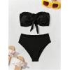 imageSOLY HUX Womens Ruffle Strapless Bikini Set 2 Piece Bandeau Swimsuit High Waist Bathing SuitsPlain Black