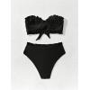 imageSOLY HUX Womens Ruffle Strapless Bikini Set 2 Piece Bandeau Swimsuit High Waist Bathing SuitsPlain Black