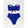 imageSOLY HUX Womens Ruffle Strapless Bikini Set 2 Piece Bandeau Swimsuit High Waist Bathing SuitsPlain Blue