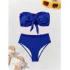 imageSOLY HUX Womens Ruffle Strapless Bikini Set 2 Piece Bandeau Swimsuit High Waist Bathing SuitsPlain Blue