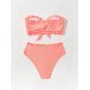 imageSOLY HUX Womens Ruffle Strapless Bikini Set 2 Piece Bandeau Swimsuit High Waist Bathing SuitsPlain Orange