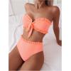 imageSOLY HUX Womens Ruffle Strapless Bikini Set 2 Piece Bandeau Swimsuit High Waist Bathing SuitsPlain Orange