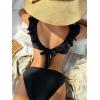 imageSOLY HUX Womens Ruffle Trim V Neck Bikini Sets Two Piece Swimsuit Bathing SuitsSolid Black