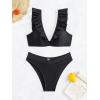imageSOLY HUX Womens Ruffle Trim V Neck Bikini Sets Two Piece Swimsuit Bathing SuitsSolid Black