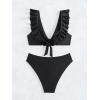 imageSOLY HUX Womens Ruffle Trim V Neck Bikini Sets Two Piece Swimsuit Bathing SuitsSolid Black
