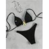 imageSOLY HUX Womens Sexy Halter Triangle Bikini Set Tie String Swimsuit High Cut Thong Two Piece Bathing SuitPure Black