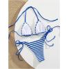 imageSOLY HUX Womens Striped Halter Triangle Swimsuit Tie Side String Bikini Set 2 Piece Bathing SuitBlue and White