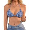 imageSOLY HUX Womens Triangle Bikini Tops Halter String Bathing Suit Tops Sexy Swimsuit TopBlue and White