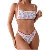 imageSOLY HUX Bathing Suit for Women Two Piece Floral Print Tie Back Swimsuit Bikini SetsWhite and Red