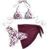 imageSOLY HUX Bikini Sets for Women 3 Piece Floral Print Halter Triangle Bathing Suit Swimsuit with Sarong Cover UpMulticoloured Floral