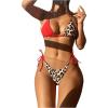 imageSOLY HUX Bikini Sets for Women Leopard Print Halter Triangle Tie Side Bathing Suits Two Piece SwimsuitRed Leopard