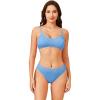 imageSOLY HUX Bikini Sets for Women Solid Textured Bikini Bathing Suits 2 Piece SwimsuitPure Blue