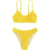 imageSOLY HUX Bikini Sets for Women Solid Textured Bikini Bathing Suits 2 Piece SwimsuitSolid Yellow