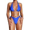 imageSOLY HUX Womens 2 Piece Swimsuits Printed Halter Triangle Tie Side Bikini Bathing SuitsRoyal Blue
