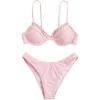 imageSOLY HUX Womens Bikini Set Eyelet Embroidered Underwire Frill Trim High Cut Bathing Suit 2 Piece SwimsuitSolid Pink