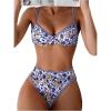 imageSOLY HUX Womens Floral Print Swimsuit Underwire Bathing Suit Two Piece Bikini SetsBlue Floral