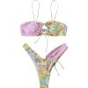 imageSOLY HUX Womens Floral Print Tie Front High Cut Bikini Bathing Suit 2 Piece SwimsuitsMulticoloured
