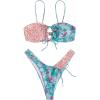 imageSOLY HUX Womens Floral Print Tie Front High Cut Bikini Bathing Suit 2 Piece SwimsuitsMulticoloured Floral