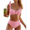 imageSOLY HUX Womens High Waisted Bathing Suit Tie Shoulder Underwire Summer Swimsuit Bikini SetSolid Pink