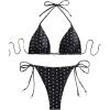 imageSOLY HUX Womens Polka Dots Print Bathing Suit Halter Triangle Tie Side Bikini Sets Two Piece SwimsuitBlack and White Printed