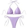 imageSOLY HUX Womens Polka Dots Print Bathing Suit Halter Triangle Tie Side Bikini Sets Two Piece SwimsuitPurple Polka Dots