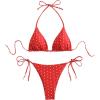 imageSOLY HUX Womens Polka Dots Print Bathing Suit Halter Triangle Tie Side Bikini Sets Two Piece SwimsuitRed Polka Dots