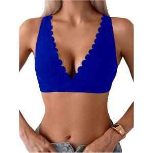 imageSOLY HUX Womens Deep V Neck Bikini Top Push Up Padded Swimsuit Top Bathing SuitsRoyal Blue