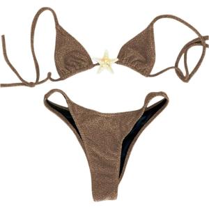 imageSOLY HUX Womens Sexy Halter Triangle Bikini Set Tie String Swimsuit High Cut Thong Two Piece Bathing SuitPure Khaki