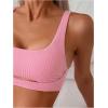 imageSOLY HUX Bathing Suit for Women Cut Out Square Neck Bikini Sets Two Piece SwimsuitSolid Pink