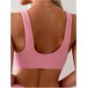 imageSOLY HUX Bathing Suit for Women Cut Out Square Neck Bikini Sets Two Piece SwimsuitSolid Pink