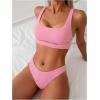 imageSOLY HUX Bathing Suit for Women Cut Out Square Neck Bikini Sets Two Piece SwimsuitSolid Pink