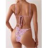imageSOLY HUX Bathing Suit for Women Floral Print Tie Back Bikini Sets Two Piece SwimsuitMulticoloured Floral