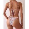 imageSOLY HUX Bathing Suit for Women Floral Print Tie Back Bikini Sets Two Piece SwimsuitWhite Floral