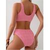 imageSOLY HUX Bathing Suit for Women Scoop Neck Bikini Sets Two Piece SwimsuitPlain Pink
